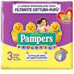 PAMPERS Progressi Nasce - 27 Pannolini Taglia 3 Midi (4-9 Kg)