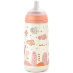 Suavinex Dreams 6M+ - Biberon con tettarella simmetrica a flusso Denso 360 ml - Rosa