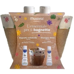 Mustela Cofanetto L'Essenziale Per Il Bagnetto - Bagnetto Millebolle 200 Ml + Shampoo Dolce 200 Ml + Cestino