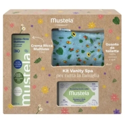 Mustela Kit Vanity Spa - Saponetta Solida 75 G + Crema Ricca Multiuso Bio 75 Ml + Guanto Da Toilette