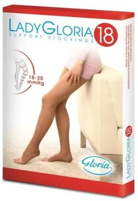 Gloria Med LadyGloria 18 - Calze Autoreggenti A Punta Aperta (18-20 mmHg) - Taglia 5 Nero