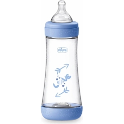 Chicco Perfect 5 - Biberon In Silicone Flusso Veloce 300 Ml - Azzurro