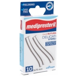 Medipresteril Cerotti Sutura Delicati Sterili In Tessuto Non Tessuto - 10 Cerotti Da 3 x 75 mm