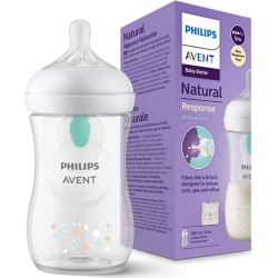 Avent Natural Response - Biberon Con Valvola Airfree 260 Ml flusso 1 mese - orsetto
