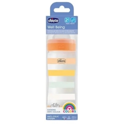 Chicco Well being - Biberon in Plastica flusso medio tettarella in silicone 250 ml - Orange