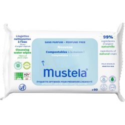 Mustela Salviette compostabili all'acqua senza profumo - 60 salviettine