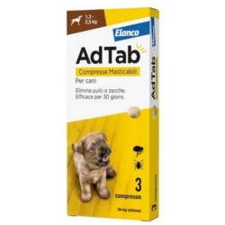 AdTab 56 Mg 1,3-2,5 Kg - Trattamento Anti Pulci E Zecche Per Cani 3 Compresse