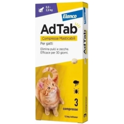 AdTab 12 Mg 0,5-2 Kg - Trattamento Anti Pulci E Zecche Per Gatti 3 Compresse