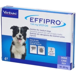 Effipro 134 Mg Spot-On - 4 Pipette Antiparassitarie Per Cani Da 10 A 20 Kg