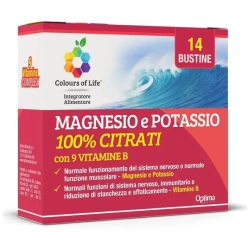 Optima Naturals MAGNESIO e POTASSIO 100% CITRATI con 9 VITAMINE B - Integratore di vitamine 14 Bustine