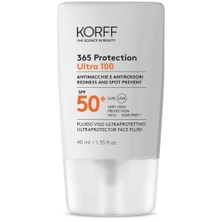 Korff Crema Solare Viso 50+ SPF Fluido Ultraprotettivo 365 Protection Ultra 100 Protezione Molto Alta 40 ml