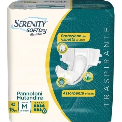 Serenity Soft Dry Sensitive - 15 Pannoloni A Mutandina Assorbente Per Incontinenza Extra Taglia M