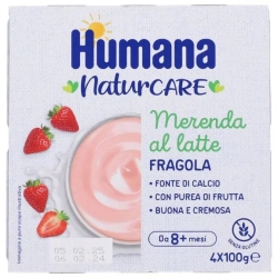 Humana Merenda Al Latte Gusto Fragola - Merenda Per Bambini 4 X 100 G