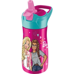Barbie - Borraccia In Acciaio Inox Antigoccia Con Cannuccia 430 Ml