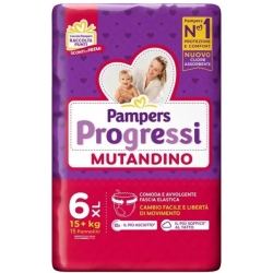 PAMPERS Progressi Mutandino Extra Larga - 15 Pannolini A Mutandina Taglia 6 (15+ Kg)