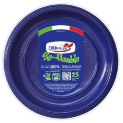 Re-Usable - 25 Piatti Piani Riutilizzabili - Blu