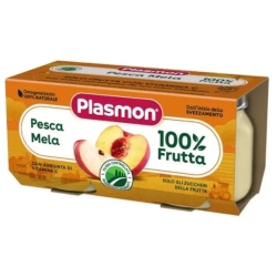 Plasmon 100% Naturale - Omogeneizzato Alla Pesca E Mela 2 X 80 G