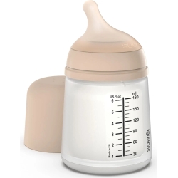 Suavinex ZERO ZERO Slow +0m - Biberon anticolica con flusso lento 180 Ml - Light Nude
