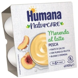 Humana Merenda al latte Gusto Pesca - Merenda Per Bambini 4 X 100 g