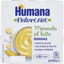 Humana Merenda al latte Gusto Banana - Merenda Per Bambini 4 X 100 g