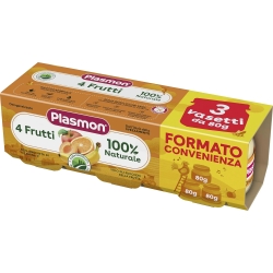 Plasmon Omogeneizzato 4 Frutti - 3 Vasetti da 80 g