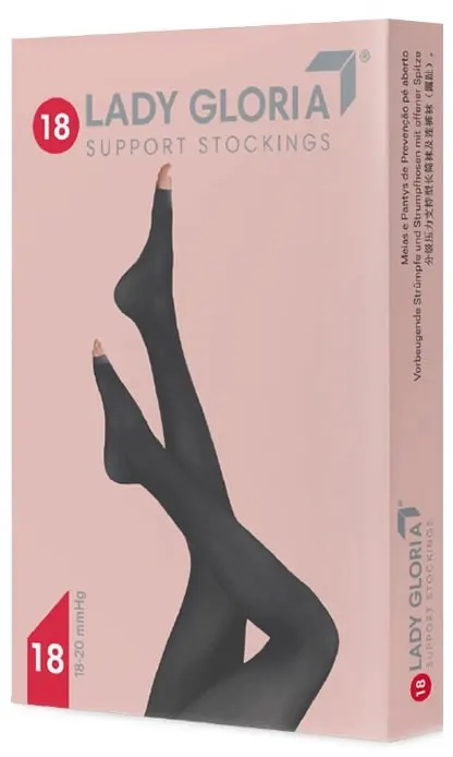 Gloria Med LadyGloria 18 - Calze Autoreggenti A Punta Aperta (18-20 mmHg) - Taglia 4 Sahara