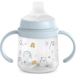 Suavinex My Family - Biberon First con manico e beccuccio in silicone - Azzurro