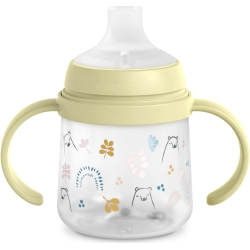 Suavinex My Family - Biberon First con manico e beccuccio in silicone - Pistacchio