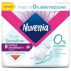 Nuvenia Pure Sensitive Goodnight+ - 8 Assorbenti Notte Con Ali