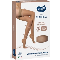 Sauber Linea Classica 70 Den - Autoreggente Punta Aperta Maglia Microrete (13-17 mmHg) - Taglia 4 Neutro Beige