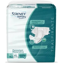Serenity Soft Dry Sensitive - 15 Pannoloni A Mutandina Assorbente Per Incontinenza Super Taglia XL