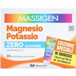 Massigen Zero Zuccheri 30 Bustine Gusto Arancia Rossa - Integratore Di Magnesio E Potassio - Promo