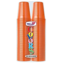 Colors - 100 bicchieri arancioni in polistirene da 200 ml