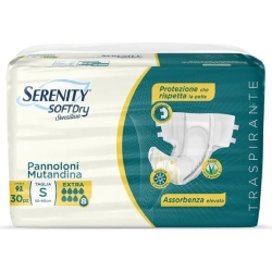 Serenity Soft Dry Sensitive - 30 Pannoloni A Mutandina Assorbente Per Incontinenza Extra Taglia S