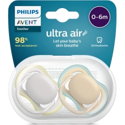 Avent Ultra Air 0-6M+ - 2 succhietti in silicone - Grigio/Marrone