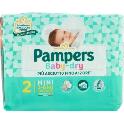 PAMPERS Baby Dry - 31 Pannolini Mini Taglia 2 da 3 a 6 Kg