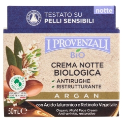 I Provenzali Argan - Crema Notte Antirughe Biologica con acido Ialuronico 50 Ml