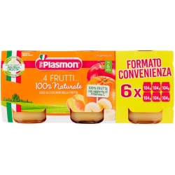 Plasmon Omogeneizzato 4 frutti - 6 vasetti da 104 g