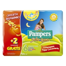 PAMPERS Sole e Luna Misura 6 Extra Large 15-30 kg - 34 pannolini