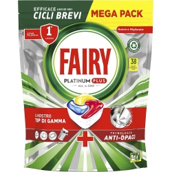FAIRY Platinum Plus + Tecnologia Anti-Opaco - Detersivo Per Piatti 38 Caps