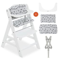 Alpha+ - Seggiolone evolutvo In Legno Bianco iimbottitura arcobaleno