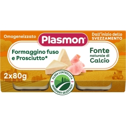 Plasmon Formaggino e prosciutto cotto 6M+ - Omogeneizzato 2 vasetti da 80 g