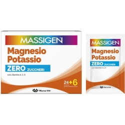 Massigen magnesio e potassio zero zuccheri 24 + 6 buste - vit. E