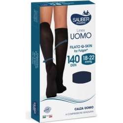 Sauber Linea Uomo 140 Den - Calza Anatomica Filato Qskin (18-22 mmHg) - Taglia M Blu