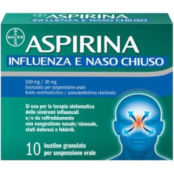 Aspirina Influenza E Naso Chiuso 500 mg/30 mg - Contro I Sintomi Influenzali 10 Bustine