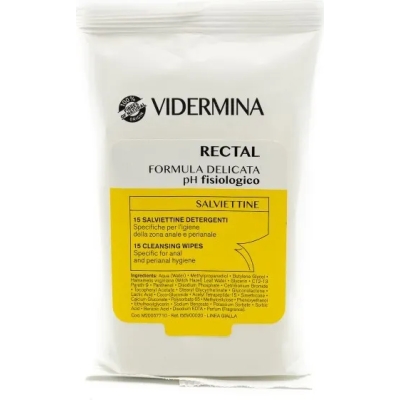Vidermina Rectal Formula Delicata pH Fisiologico - 15 Salviette Detergenti (Confezione Danneggiata)
