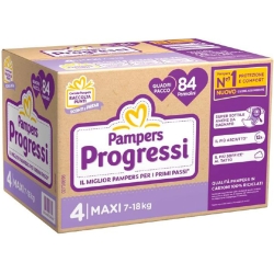 Pampers Progressi Quadri - 84 Pannolini Taglia 4 Maxi (7-18 kg)