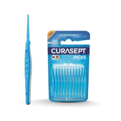 Curasept Picks - 36 Scovolini Monouso in Gomma Morbida con Spirale Antiacca Brevettata Misura Medium