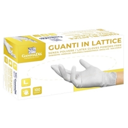 100 Guanti In Lattice Con Polvere Taglia M