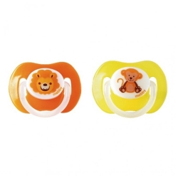 2 Succhietti In Silicone da 6+M con Disegni di Animali
